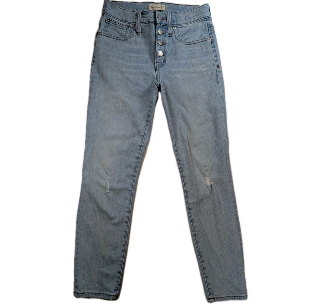 Madewell Cropped Skinny Jeans Womens 25 High Rise Light Wash Button Fly